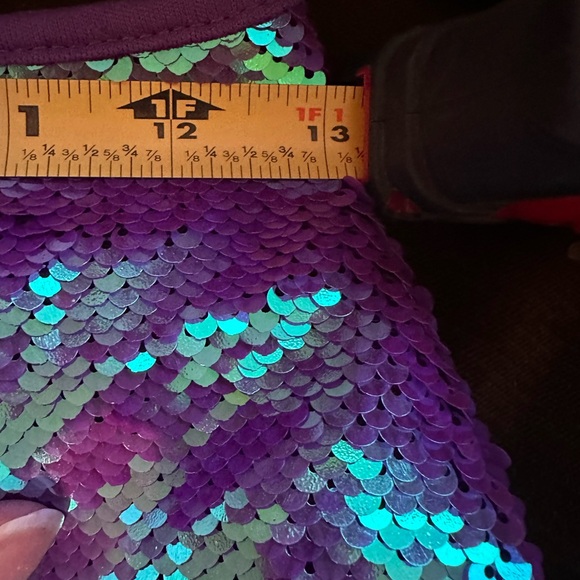 Wild Fable Flip Purple Blue Sequence MiniSkirt With blue green black Purse Sz XS - Picture 14 of 16